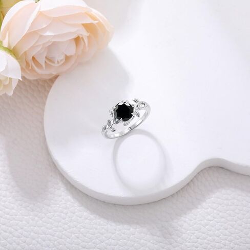 MRENITE خاتم فضة / 10K / 14K / 18K من الذهب بتصميم أوراق الكرمة والأحجار الكريمة للنساء 1 قيراط غصين آرت ديكو دائري جوهرة الميلاد خواتم مجوهرات هدية لها in Kuwait