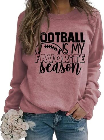 Noffish Women Football Is My Favorite Season Sweatshirt Long Sleeve Game Day Sweatshirt in Kuwait