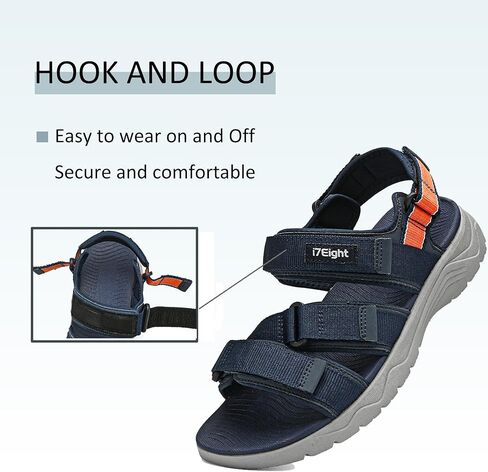 صنادل المشي الرياضية للرجال i78 مع شريط لاصق وحلقة قابل للتعديل، بطانة ناعمة، خفيفة الوزن ومريحة، كاجوال للمشي لمسافات طويلة في الهواء الطلق والسفر in Kuwait