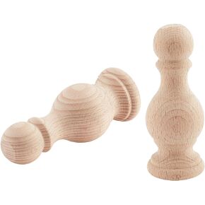 BENECREAT 2Pcs Unfinished Wood Finials 4.7x1.9 Inch Craft Finials Dowel Rod Finials Decorative Finials for Bed Post Vintage Curtain Rod Home Decor Hole：3mm