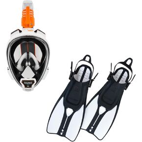 OCEAN REEF - Aria QR+ Full Face Snorkeling Mask & DUO II Travel Fins