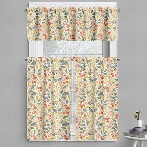 Ambesonne Black and White Valance & Tier Curtain 3 pcs Set, Barcode Pattern Abstraction Vertical Stripes in Grayscale Colors, Window Treatments for Room Kitchen Decor, 55" x 24", Black Grey White