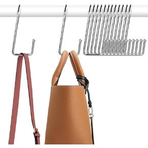 ZEDODIER 15 Pack Purse Hanger Purse Hooks for Closet, Sturdy Metal S Hooks Bag Organizer Backpack Holder, Closet Organizer and Storage, Silver