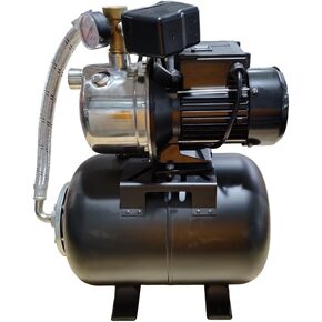 PS&W 1.5HP Shallow Well Pump with Pressure Tank, 1500GPH, 115V, Stainless Steel Irrigation Pump, Automatic Water Booster Jet Pump for Home, Garden, Lawn