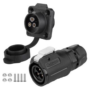 CNLINKO LP-16 IP68 Industrial Waterproof Connector Quick Plug Circular Connector PBT Plastic Shell Aviation Connector M16 2-9 Pin Flange Socket (3 Pin)