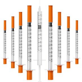 1ml/cc Syringe with Needle, 30 Gauge 1/2 inch Disposable Lab Dispensing Supplies Individually Wrapped, Pack of 25