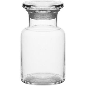 EISCO Reagent Bottle, 125ml - Wide Neck - Includes Tight Fitting Glass Stopper - Soda Glass Labs