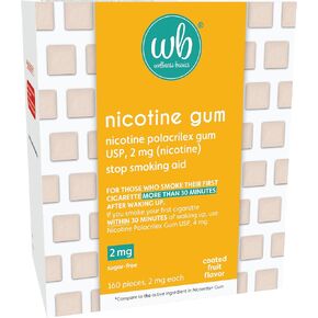 2mg Nicotine Gum (Fruit Flavor - 160 Count) Stop-Smoking Aid - Reduces Withdrawal Smyptoms