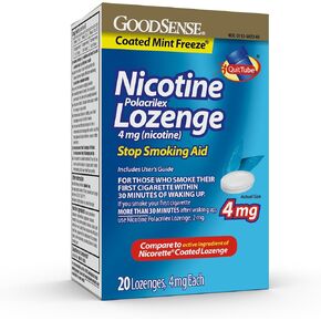 Good Sense Coated Ice Mint Nicotine Polacrilex Lozenges, 4 mg, Stop Smoking Aid, 20 Count