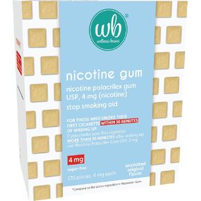 4mg Uncoated Nicotine Gum (Original Flavor - 170 Count) Stop-Smoking Aid - Reduces Withdrawal Symptoms