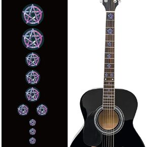 2 Pcs Guitar Fretboard Stickers Guitar Inlay Stickers Removable Pentagram Decals for Electric Bass Player Acoustic Guitar Decorations Musical, Ukulele, Music Guitar, Bass, Electric Guitar