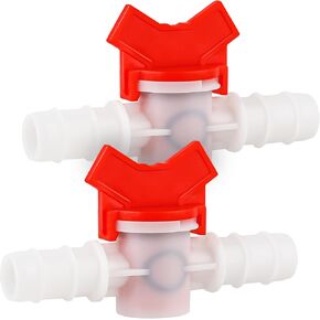 5/8-Inch Shut off Valve Water Line 2PCS Ball Valve ID in-Line with Hose Barb White Ball Valve Shut-Of Switch for Drip Irrigation and Aquariums Control Water