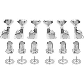 6Pcs Yootones Guitar Machine Heads Sealed Tuning Key Pegs Tuners Set Replacement 3L+3R Compatible with Strat ST Tele SG Style Electric or Acoustic Guitars (Gold)