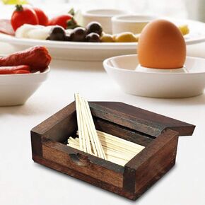 AUNMAS Wood Toothpick Holder, Mini Vintage Pocket Toothpick Storage Box Case for Home Hotel Kitchen Use, Antique Rustic Portable Toothpick Dispenser Home Decor, 3.5×2.2 Inches