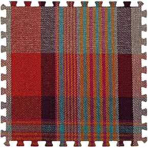 10 Pcs Plaid Interlocking Foam Mats Cotton Linen Foam Floor Mats Bohemian Style Interlocking Carpet Tiles for Home Gym, Floor Protection, Yoga, Fitness, Playroom, Exercise (Plaid Beige)