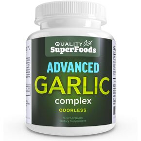 Advanced Garlic Complex - Quality SuperFoods (100ct) Maximum Strength Complex Contains a Blend of Odorless Garlic (Allium sativum), Parsley (petroselinum crispum), and Chlorophyll.