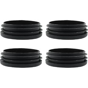 4 Pack 1-1/2 Inch (38mm) Round Plastic Hole Plugs, Black Pipe Tubing End Cap for Round Metal Tube