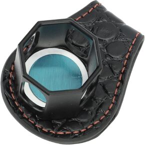 Portable Octagonal Billiard Chalk Holder with Magnetic Clip Aluminum Alloy and Leather Material Snooker Tool Accessory