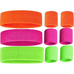 80s Sweatbands, Neon Headband and Wristbands, Sweat bands 80s Neon Colors, 80s Party, Sweatbands for Women, Colorful Sweatband Set, Neon Sweatbands Green Orange Pink Neon Sweat Bands