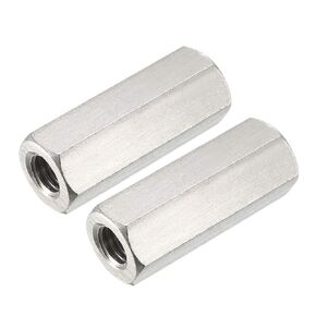 uxcell M10 X 1.5-Pitch 45mm Length 304 Stainless Steel Metric Hex Coupling Nut, 2-Pack
