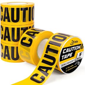 Caution Tape Yellow 5-Pack 3 Inch x 1000 Feet Caution Tape Roll Strong for Halloween Decorations, Party, Work-Site