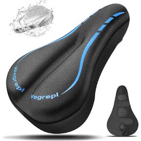 Bike Seat Cushion - Bike Seat Cover for Men & Women Comfort, Adjustable Velcro Secure Bicycle Seat, Gel Padded Bike Saddles Compatible with Peloton, Indoor & Outdoor Bike(11"x7")