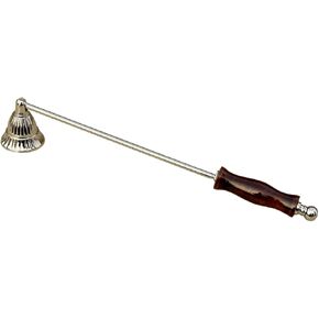 Handmade Solid Brass Candle Snuffer with Wooden Handle Silver Plated Candle Snuffer Modern Design Candle Extinguisher, Gift for Candle Lovers Classic Look Gold Wick Candlesnuffers