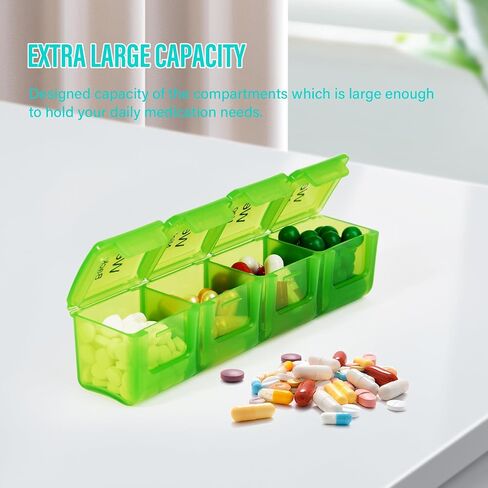 Large weekly pill organizer, 4 times a day, 7-day moisture-proof pill box with 28 compartments, capable of accommodating large amounts of vitamins, supplements, fish oil, and medicine (Gray Rainbow) in Saudi Arabia