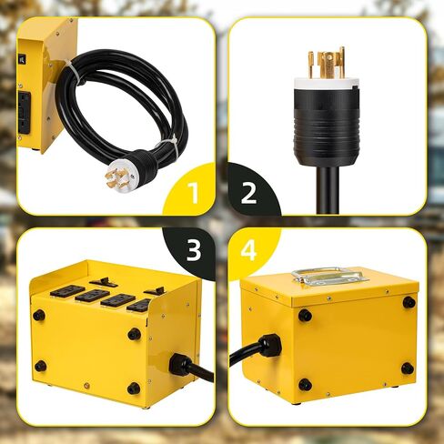 صندوق توزيع الطاقة 30 أمبير، 8 منافذ GFCI Spider Box الكهربائية، مدرج في قائمة ETL، قاطع الدائرة: 20 أمبير 125 فولت، توزيع الطاقة لحالات الطوارئ in Saudi Arabia