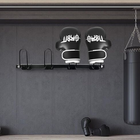 قفاز الملاكمة مجفف قفاز الملاكمة تخزين الحائط حامل حامل رف فولاذي معلق مسحوق أسود مطلي يحمل 4 أزواج من القفازات 29 بوصة مجموعة من قطعتين (يتطلب التجميع) in Kuwait
