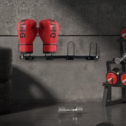 قفاز الملاكمة مجفف قفاز الملاكمة تخزين الحائط حامل حامل رف فولاذي معلق مسحوق أسود مطلي يحمل 4 أزواج من القفازات 29 بوصة مجموعة من قطعتين (يتطلب التجميع) in Kuwait