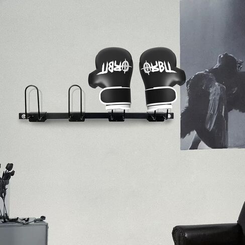 قفاز الملاكمة مجفف قفاز الملاكمة تخزين الحائط حامل حامل رف فولاذي معلق مسحوق أسود مطلي يحمل 4 أزواج من القفازات 29 بوصة مجموعة من قطعتين (يتطلب التجميع) in Kuwait