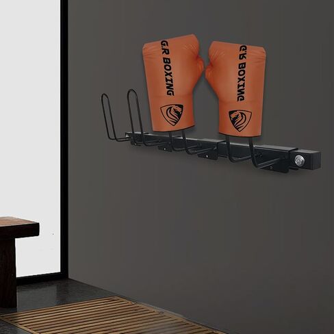 قفاز الملاكمة مجفف قفاز الملاكمة تخزين الحائط حامل حامل رف فولاذي معلق مسحوق أسود مطلي يحمل 4 أزواج من القفازات 29 بوصة مجموعة من قطعتين (يتطلب التجميع) in Kuwait