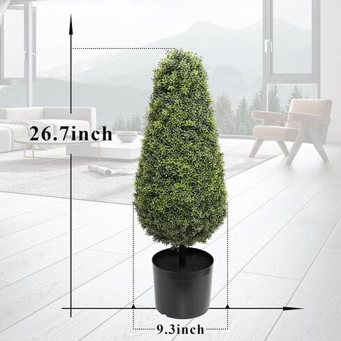 27inch Artificial Boxwood Topiary Tree Set of 2, Faux Boxwood Tree Outdoor, Artificial Topiary Plants, Topiaries for Front Porch Home Deccor in Saudi Arabia