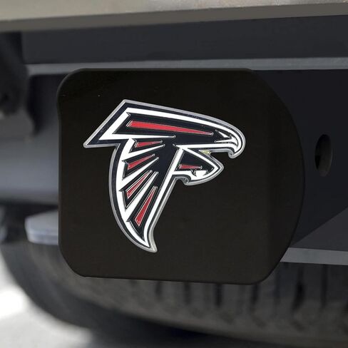 Atlanta Falcons NFL Black Metal Hitch Cover with 3D Colored Team Logo by FANMATS - Unique Round Molded Design – Easy Installation on Truck, SUV, Car - Ideal Gift for Die Hard Football Fan in Saudi Arabia