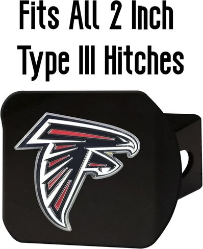 Atlanta Falcons NFL Black Metal Hitch Cover with 3D Colored Team Logo by FANMATS - Unique Round Molded Design – Easy Installation on Truck, SUV, Car - Ideal Gift for Die Hard Football Fan in Saudi Arabia