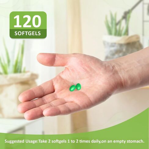 Aloe-Vera Pure-Gels Mini-Softgel Vegetarian-Supplement - 120Capsules Organic Aloe Vera Highly Concentrated Aloe Leaf Supplement for Digestive Support Non-GMO in Saudi Arabia