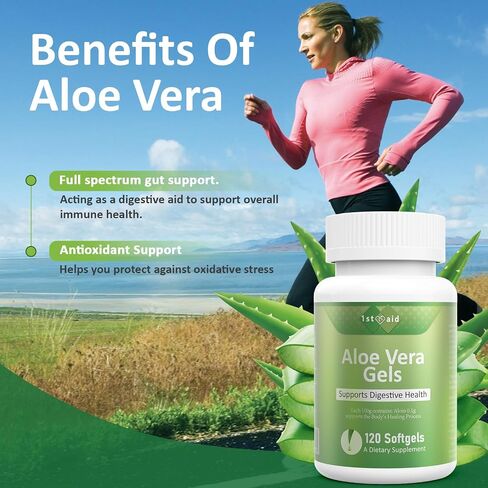 Aloe-Vera Pure-Gels Mini-Softgel Vegetarian-Supplement - 120Capsules Organic Aloe Vera Highly Concentrated Aloe Leaf Supplement for Digestive Support Non-GMO in Saudi Arabia