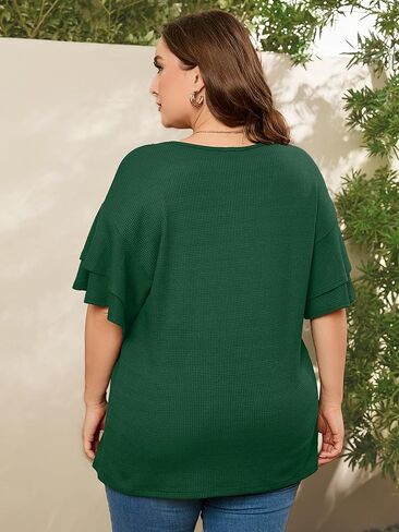 AusLook Plus Size Shirts for Women Crewneck Short Sleeve Clothing Tunic Flowy Summer Tops Loose Tees Maternity Clothes M-4X in Kuwait