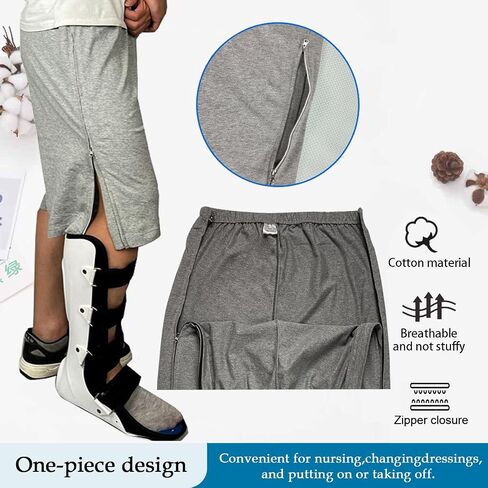 Two-Way Side Zipper Bedridden Patient Clothing,Patient Pants,Tear Away Pants,Soft Cotton Material,Hospital Pants for Home Care/Post Surgery/Dialysis/Elderly/Fracture/Disability/Rehab Black in Saudi Arabia