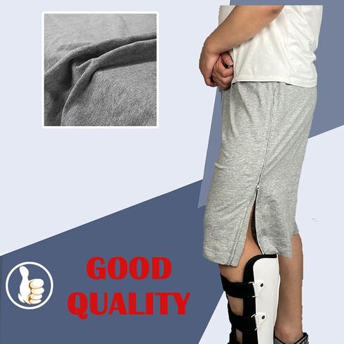 Two-Way Side Zipper Bedridden Patient Clothing,Patient Pants,Tear Away Pants,Soft Cotton Material,Hospital Pants for Home Care/Post Surgery/Dialysis/Elderly/Fracture/Disability/Rehab Black in Saudi Arabia