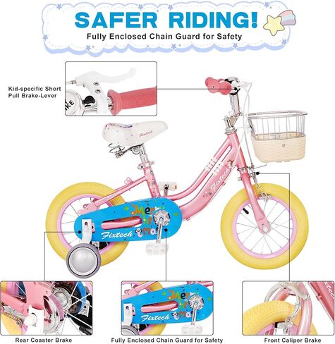Girls Bike for 3-7 Years Old Toddlers and Kids, 12" 16" Kids Bike with Training Wheels and Basket, Kids Cycle Bikes, Multiple Colors in Saudi Arabia