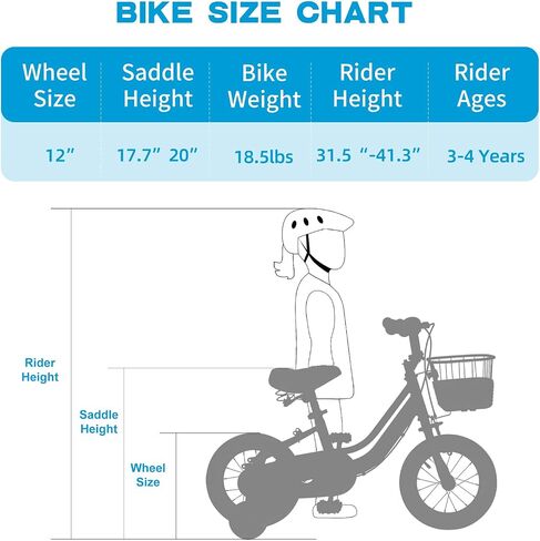 Girls Bike for 3-7 Years Old Toddlers and Kids, 12" 16" Kids Bike with Training Wheels and Basket, Kids Cycle Bikes, Multiple Colors in Saudi Arabia