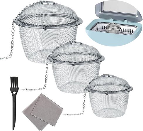 3 Pieces Ultrasonic Clean Basket Ultrasonic Cleaing Parts for Jewelry Steam Cleaner with Cleaning Brush and Micro Cloth in Kuwait