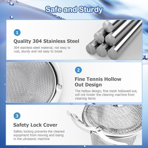 3 Pieces Ultrasonic Clean Basket Ultrasonic Cleaing Parts for Jewelry Steam Cleaner with Cleaning Brush and Micro Cloth in Kuwait