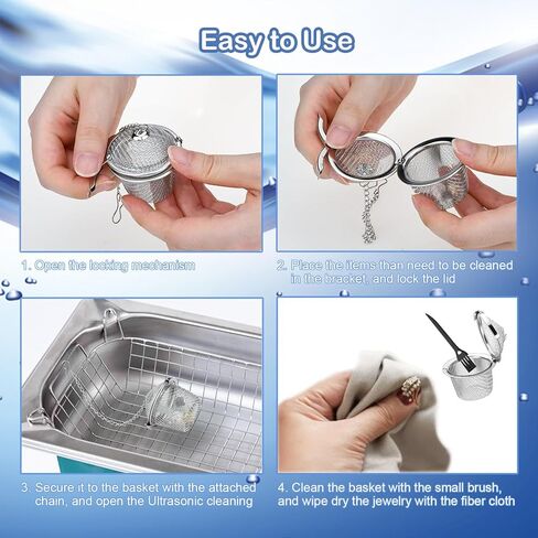 3 Pieces Ultrasonic Clean Basket Ultrasonic Cleaing Parts for Jewelry Steam Cleaner with Cleaning Brush and Micro Cloth in Kuwait