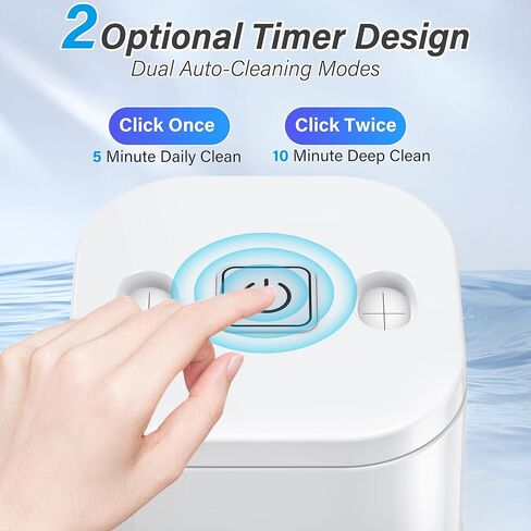 آلة تنظيف بالموجات فوق الصوتية - حامل تنظيف بالموجات فوق الصوتية بقوة 45 كيلو هرتز لحراس الليل، واقي الفم، صواني الأسنان (أبيض 200 مل) in Kuwait