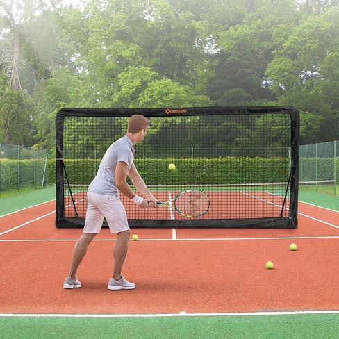 جدار ممارسة ارتداد التنس - شبكة ارتداد بطول 12 قدمًا × 6 أقدام لرياضات التنس والمضرب وكرة البيسبول، شبكة خلفية للتدريب على التنس في الفناء الخلفي والتدريب الداخلي والخارجي، أسود in Kuwait