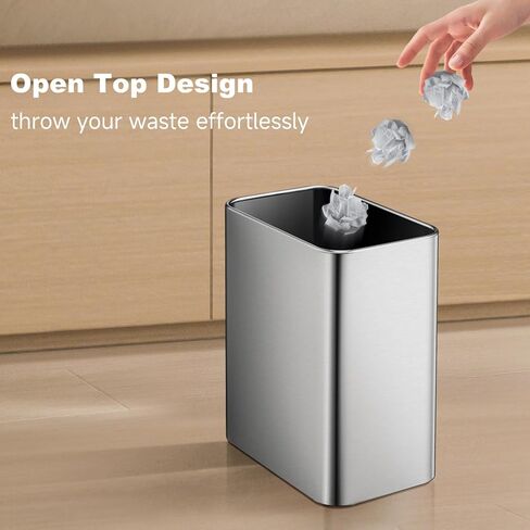 Small Metal Trash Can, 2.1 Gallon Slim Trash Can for Bathroom, Wastebasket Garbage Bin for Bedroom, Office, Kitchen, Under Sink (Matte Black) in Saudi Arabia