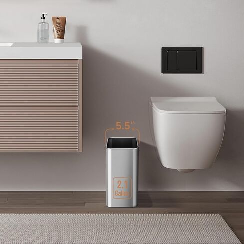 Small Metal Trash Can, 2.1 Gallon Slim Trash Can for Bathroom, Wastebasket Garbage Bin for Bedroom, Office, Kitchen, Under Sink (Matte Black) in Saudi Arabia